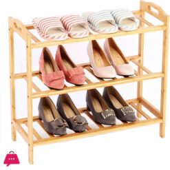 Bamboo Wooden 3 Layer Folding Shoe Rack