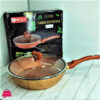BAROLY Teflon-Coated Copper Forged Deep Fry Pan with Pyrex Glass Lid - 28CM