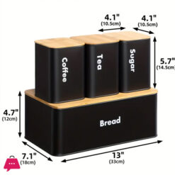 Bread Box With Sugar Tea Coffee 3 Pcs Containers Sets