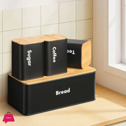 Bread Box with Sugar Tea Coffee 3 Pcs Containers Sets
