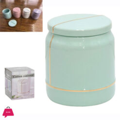 Ceramic Cotton Holder with Lid 8x15cm