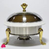 Round Chafing Dish Buffet Set Ceramic Liner For Dining Buffet Gold 26Cm