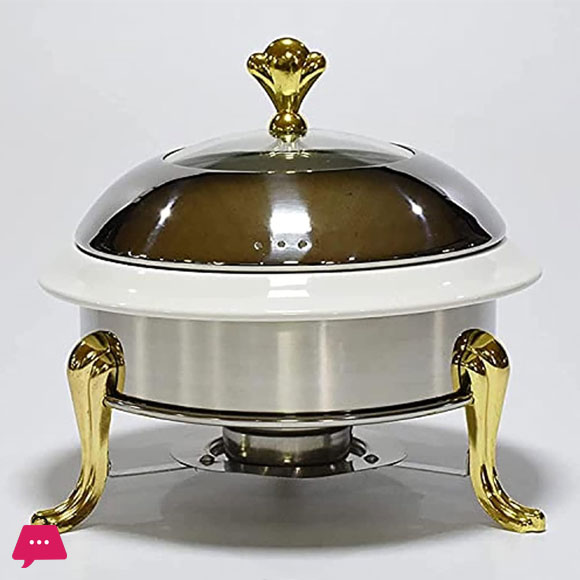 Round Chafing Dish Buffet Set Ceramic Liner For Dining Buffet Gold 28Cm 3 Round Chafing Dish Buffet Set Ceramic Liner For Dining Buffet Gold 28Cm