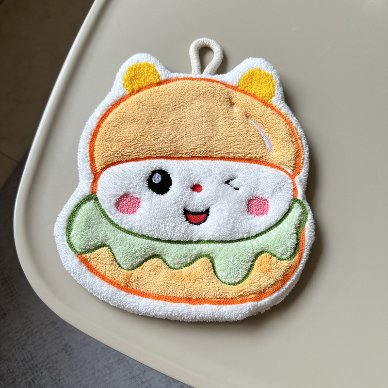 Cute Hanging Hand Towels Quick-Drying Coral Fleece Bathroom Kitchen 1-Pcs