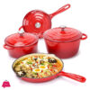 Enameled Cast Iron Cookware Set - 7 Piece
