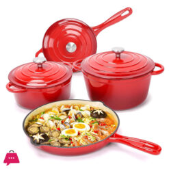 Enameled Cast Iron Cookware Set - 7 Piece
