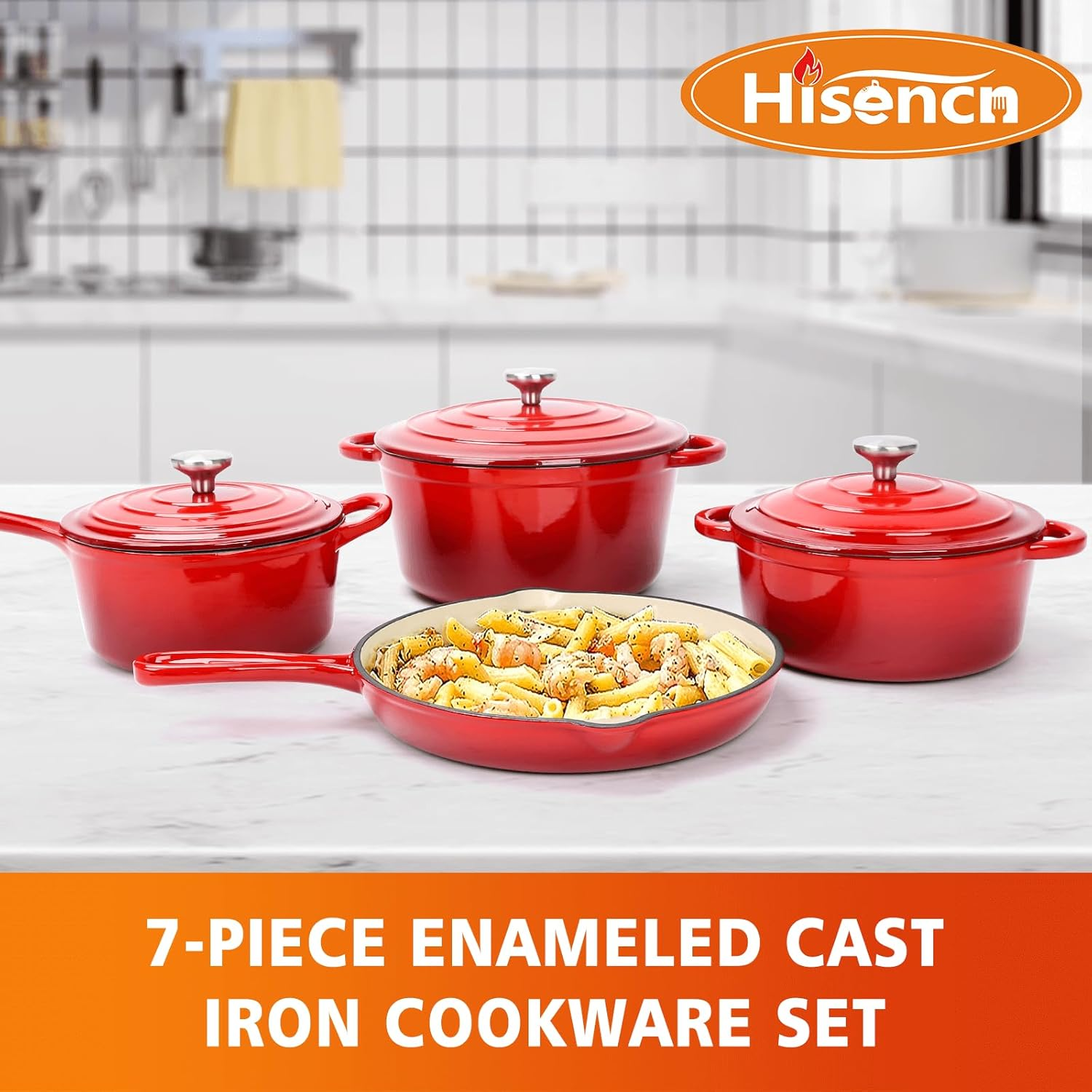 Enameled Cast Iron Cookware Set - 7 Piece 9 Enameled Cast Iron Cookware Set - 7 Piece