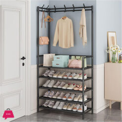 Entryway Corner Coat Rack Coat Hanging Rack with Shoe Stand
