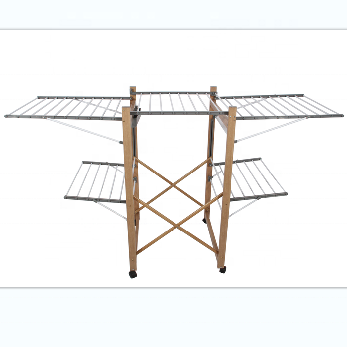 Factory High Quality Deluxe Wood Foldable Home Laundry Drying Rack Clothes Dryer Rack And Use Outdoor Or Indoor Drying Shelves 8 Factory High Quality Deluxe Wood Foldable Home Laundry Drying Rack Clothes Dryer Rack And Use Outdoor Or Indoor Drying Shelves