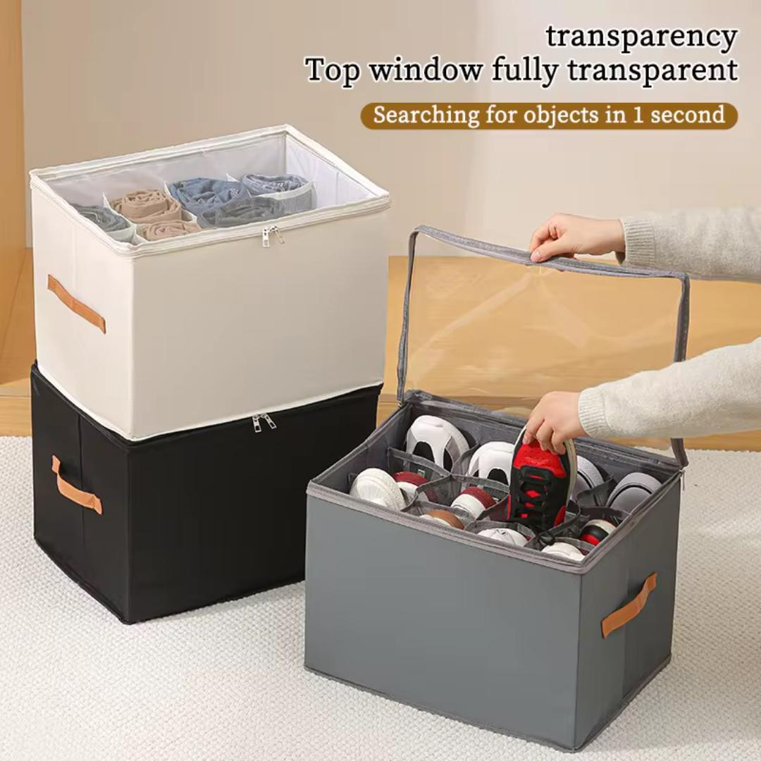 Storage Box With Transparent Cover For Clothes Shoe