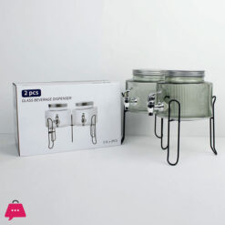 High Quality Glass Dispenser Beverages Container Double - 2 x 2.5 Liter