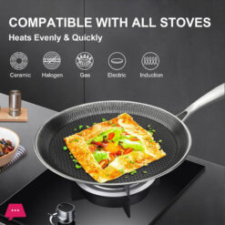 Hybrid Stainless Steel Honeycomb Fry Pan Non-Stick