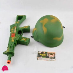 Military Toy for Kids Camouflage Army Helmet and Machine Gun Toy