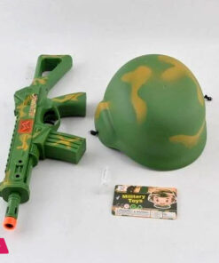Military Toy for Kids Camouflage Army Helmet and Machine Gun Toy