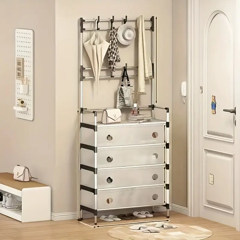 Multi-Functional Shoe Hat &Amp; Coat Rack Space-Saving Dustproof Storage Organizer