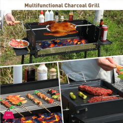 Portable Charcoal Grill Foldable Bbq Grill With Rotatable Roast Chicken Rack