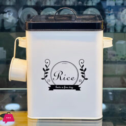 Rice Barrel with Spoon and Lid Household Tin Iron Rice Bucket - 5Kg