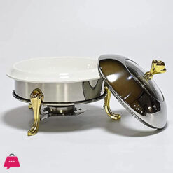 Round Chafing Dish Buffet Set Ceramic Liner For Dining Buffet Gold 28Cm 6 Round Chafing Dish Buffet Set Ceramic Liner For Dining Buffet Gold 28Cm