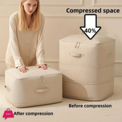 Self-Compressing Storage Bag Portable Organizer for Clothes Blankets