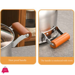 Stainless Steel Cooking Soup Pot Double Bottom With Wooden Handle - 24Cm