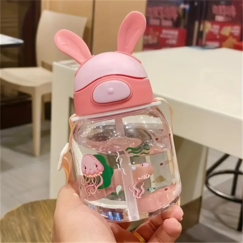 Straw Cup Girl Super Cute Cup Student Compact Leak-Proof Portable Water Bottle