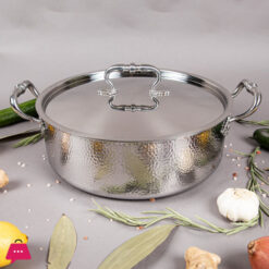 Tri-Ply Casserole With Lid Hand-Hammered Textured – 32CM
