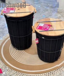 Touch Wood Modern Laundry Basket With Wooden Lid - Image 4