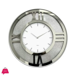 Wall Clock Round Mirrored Glitter Design 20 inch