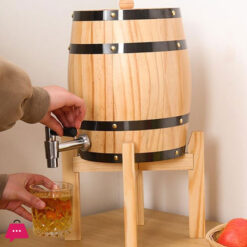 Wooden Barrel Inner Stainless Steel Beverages Dispenser - 3Liter