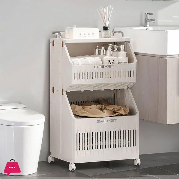 2-Tier Laundry Baskets Laundry Hamper Basket With Wheels
