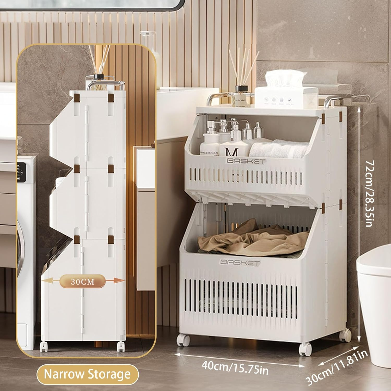 2-Tier Laundry Baskets Laundry Hamper Basket With Wheels 6 2-Tier Laundry Baskets Laundry Hamper Basket With Wheels