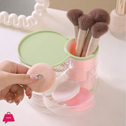 3-Compartments Storage Box Rotating Dusts Proof Dressing Table Desktop Holder