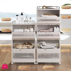 3-Tier Laundry Baskets Laundry Hamper Basket With Wheels