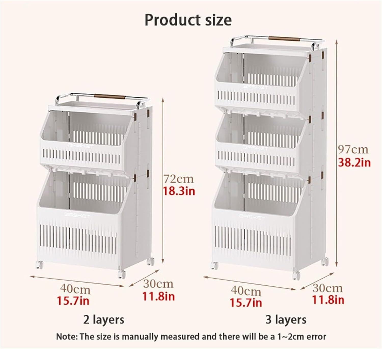 3-Tier Laundry Baskets Laundry Hamper Basket With Wheels