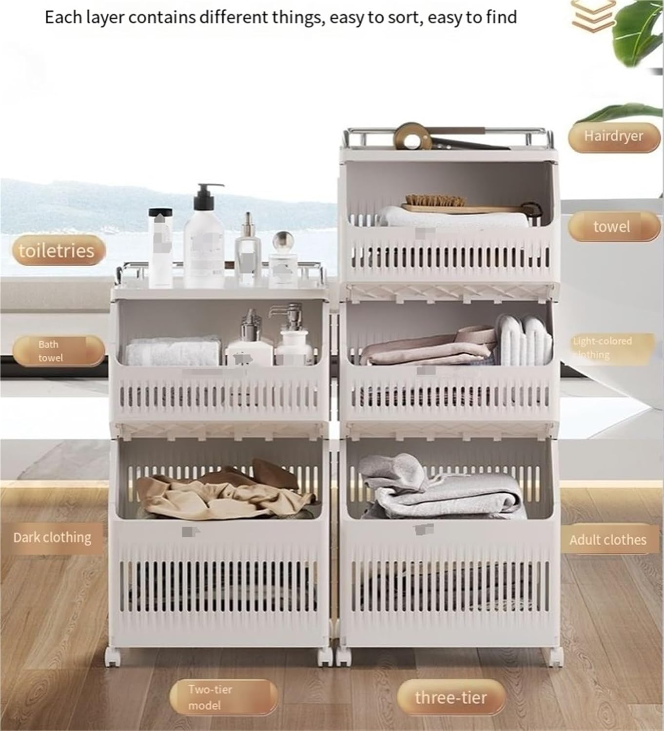 3-Tier Laundry Baskets Laundry Hamper Basket With Wheels 10 3-Tier Laundry Baskets Laundry Hamper Basket With Wheels