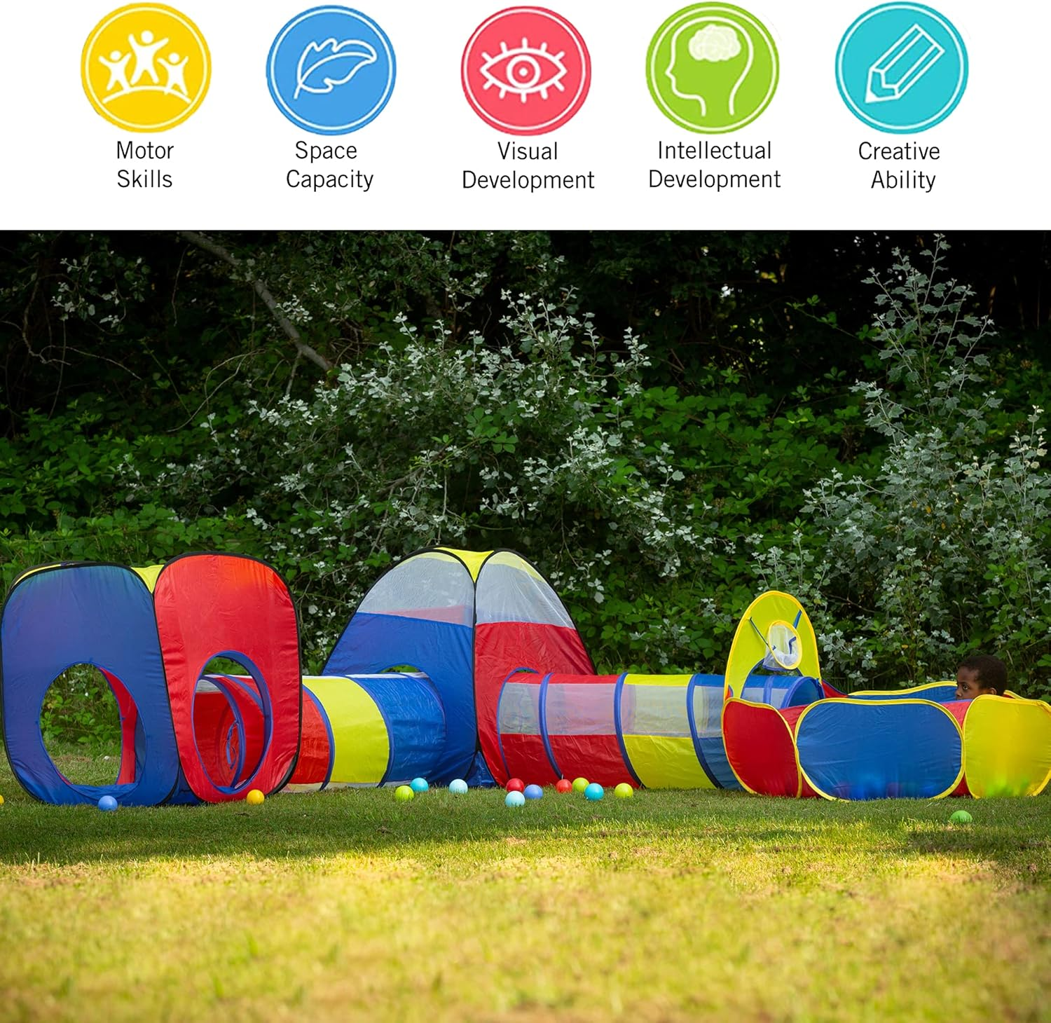5 In 1 Multicolor Ball Pit Tunnel Tent House Multicolor