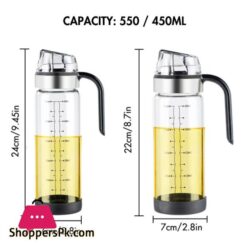 550Ml Olive Oil Dispenser Bottle With Rubber Base - Glass Oil &Amp; Vinegar Cruet With No-Drip Pourers, Easy Refill And Cleaning
