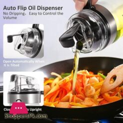 550Ml Olive Oil Dispenser Bottle With Rubber Base - Glass Oil &Amp; Vinegar Cruet With No-Drip Pourers, Easy Refill And Cleaning