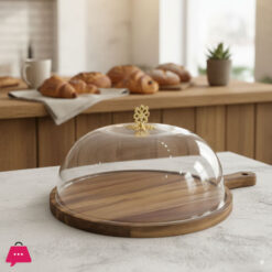 Bamboo Base Cake Dish with Acrylic Lid