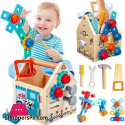 Children's Wooden Toolbox Set Toys Simulation Maintenance Tool Repair Toys Montessori Screw Puzzle Kids Pretend Play Toys