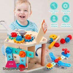 Children'S Wooden Toolbox Set Toys Simulation Maintenance Tool Repair Toys Montessori Screw Puzzle Kids Pretend Play Toys