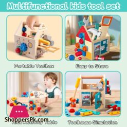 Children'S Wooden Toolbox Set Toys Simulation Maintenance Tool Repair Toys Montessori Screw Puzzle Kids Pretend Play Toys