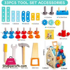 Children'S Wooden Toolbox Set Toys Simulation Maintenance Tool Repair Toys Montessori Screw Puzzle Kids Pretend Play Toys