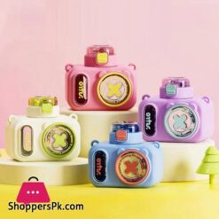 Tritan Cute Camera Plastic Water Bottle With Straw Student Back To School Portable Kids Cup Wind Mill Water Bottle With Strap