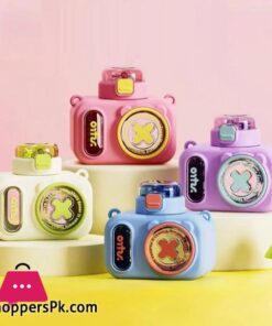 Tritan Cute Camera Plastic Water Bottle With Straw Student Back To School Portable Kids Cup Wind Mill Water Bottle With Strap