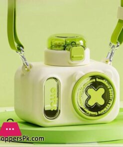 Tritan Cute Camera Plastic Water Bottle With Straw Student Back To School Portable Kids Cup Wind Mill Water Bottle With Strap