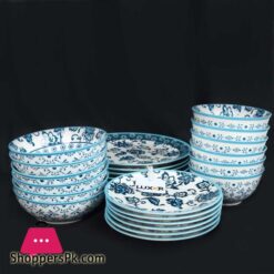 Vintage Floral Teal Ceramic Dinnerware Set