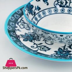 Vintage Floral Teal Ceramic Dinnerware Set