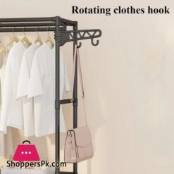 Detchable Solid Color Metal Double Row Clothes Rack Spacious Design For Living Room And Bedroom
