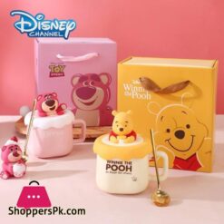 Disney Winnie The Pooh Mug Cute Cartoon Set Cup Ceramic Mug Friend Gift Box